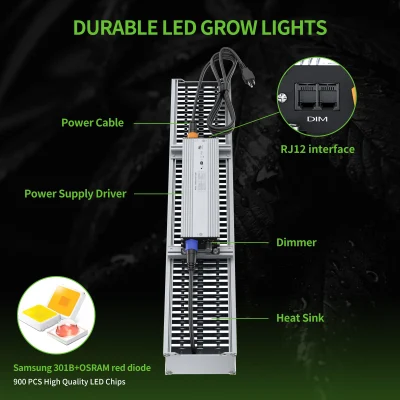 Luci di coltivazione a barra a spettro completo commerciale Luce di coltivazione a LED per orticoltura dimmerabile impermeabile da 320 W